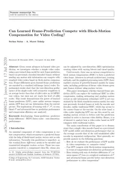 Can Learned Frame-Prediction Compete with Block-Motion Compensation for
  Video Coding?