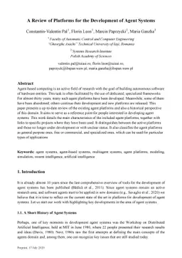 A Review of Platforms for the Development of Agent Systems