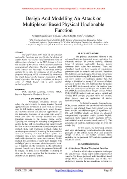 Design And Modelling An Attack on Multiplexer Based Physical Unclonable
  Function