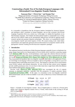 Constructing a Family Tree of Ten Indo-European Languages with
  Delexicalized Cross-linguistic Transfer Patterns