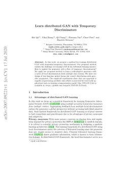 Learn distributed GAN with Temporary Discriminators