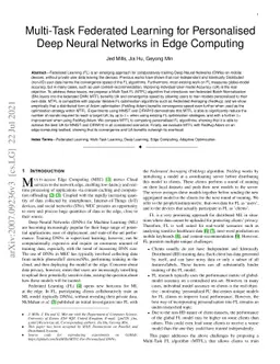 Multi-Task Federated Learning for Personalised Deep Neural Networks in
  Edge Computing