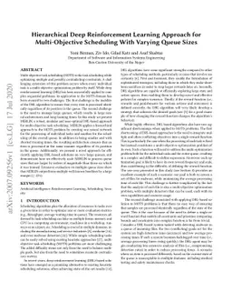 Hierarchical Deep Reinforcement Learning Approach for Multi-Objective
  Scheduling With Varying Queue Sizes