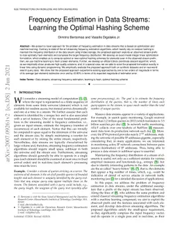 Frequency Estimation in Data Streams: Learning the Optimal Hashing
  Scheme