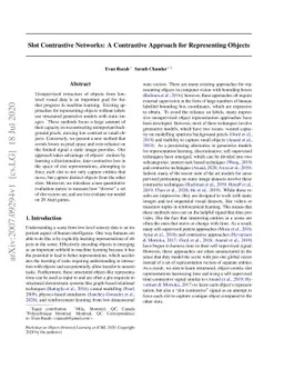 Slot Contrastive Networks: A Contrastive Approach for Representing
  Objects