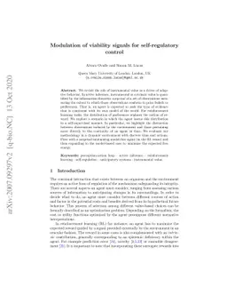 Modulation of viability signals for self-regulatory control