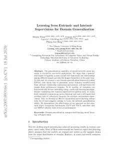 Learning from Extrinsic and Intrinsic Supervisions for Domain
  Generalization