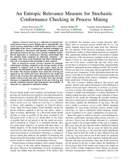 An Entropic Relevance Measure for Stochastic Conformance Checking in
  Process Mining