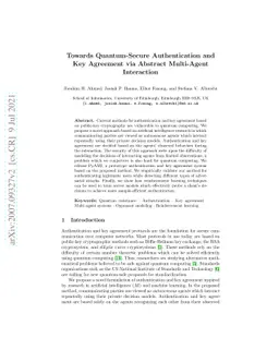 Towards Quantum-Secure Authentication and Key Agreement via Abstract
  Multi-Agent Interaction