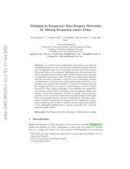 Thinking in Frequency: Face Forgery Detection by Mining Frequency-aware
  Clues