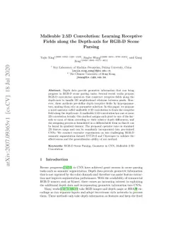 Malleable 2.5D Convolution: Learning Receptive Fields along the
  Depth-axis for RGB-D Scene Parsing