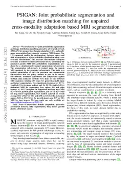 PSIGAN: Joint probabilistic segmentation and image distribution matching
  for unpaired cross-modality adaptation based MRI segmentation