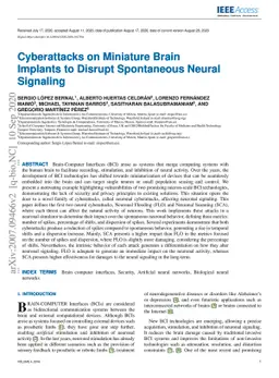 Cyberattacks on Miniature Brain Implants to Disrupt Spontaneous Neural
  Signaling