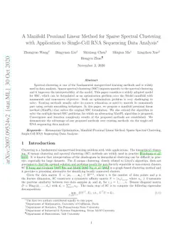 A Manifold Proximal Linear Method for Sparse Spectral Clustering with
  Application to Single-Cell RNA Sequencing Data Analysis