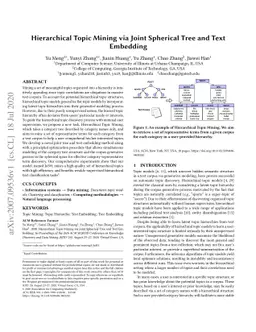 Hierarchical Topic Mining via Joint Spherical Tree and Text Embedding