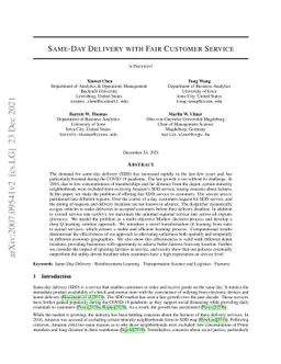 Same-Day Delivery with Fairness