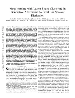 Meta-learning with Latent Space Clustering in Generative Adversarial
  Network for Speaker Diarization