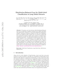 Distribution-Balanced Loss for Multi-Label Classification in Long-Tailed
  Datasets