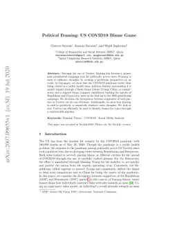 Political Framing: US COVID19 Blame Game