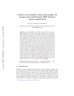 Unified cross-modality feature disentangler for unsupervised
  multi-domain MRI abdomen organs segmentation