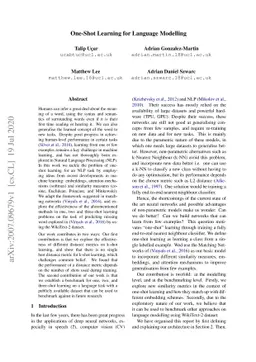 One-Shot Learning for Language Modelling