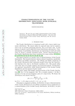 Characterizations of the Cauchy distribution associated with integral
  transforms