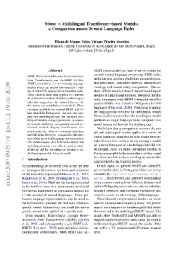 Mono vs Multilingual Transformer-based Models: a Comparison across
  Several Language Tasks