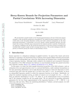 Berry-Esseen Bounds for Projection Parameters and Partial Correlations
  with Increasing Dimension