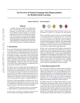 An Overview of Natural Language State Representation for Reinforcement
  Learning