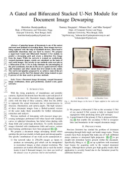 A Gated and Bifurcated Stacked U-Net Module for Document Image Dewarping