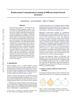 Reinforcement Communication Learning in Different Social Network
  Structures