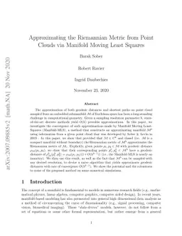 Approximating the Riemannian Metric from Point Clouds via Manifold
  Moving Least Squares
