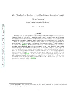 On Distribution Testing in the Conditional Sampling Model