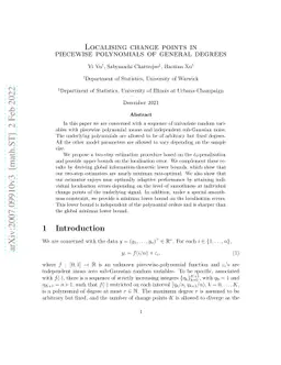 Localising change points in piecewise polynomials of general degrees