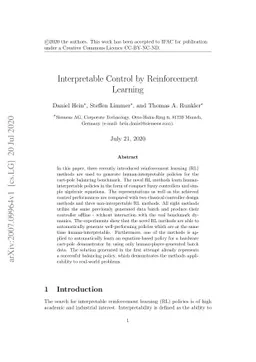 Interpretable Control by Reinforcement Learning