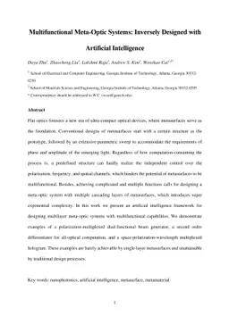 Multifunctional Meta-Optic Systems: Inversely Designed with Artificial
  Intelligence