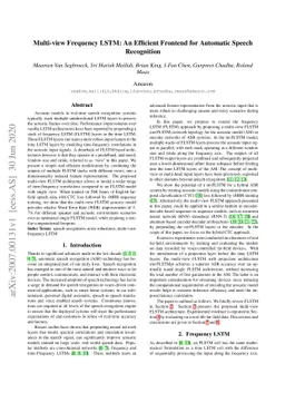Multi-view Frequency LSTM: An Efficient Frontend for Automatic Speech
  Recognition