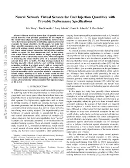 Neural Network Virtual Sensors for Fuel Injection Quantities with
  Provable Performance Specifications