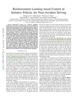 Reinforcement Learning based Control of Imitative Policies for
  Near-Accident Driving
