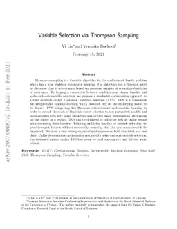 Variable Selection via Thompson Sampling