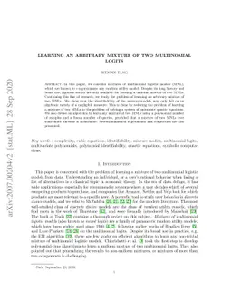 Learning an arbitrary mixture of two multinomial logits