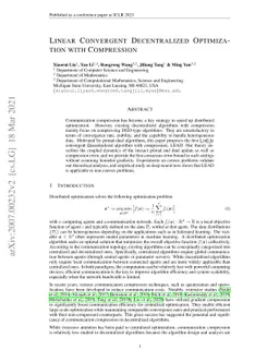 Linear Convergent Decentralized Optimization with Compression