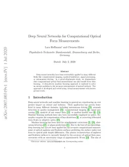 Deep Neural Networks for Computational Optical Form Measurements