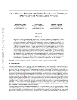 Determining Sequence of Image Processing Technique (IPT) to Detect
  Adversarial Attacks