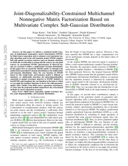 Joint-Diagonalizability-Constrained Multichannel Nonnegative Matrix
  Factorization Based on Multivariate Complex Sub-Gaussian Distribution