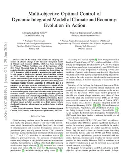 Multi-objective Optimal Control of Dynamic Integrated Model of Climate
  and Economy: Evolution in Action