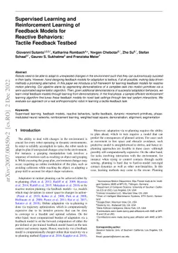 Supervised Learning and Reinforcement Learning of Feedback Models for
  Reactive Behaviors: Tactile Feedback Testbed