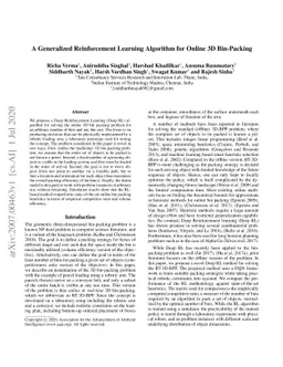 A Generalized Reinforcement Learning Algorithm for Online 3D Bin-Packing