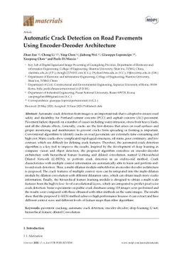 Automatic Crack Detection on Road Pavements Using Encoder Decoder
  Architecture
