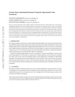 Content-Aware Automated Parameter Tuning for Approximate Color
  Transforms